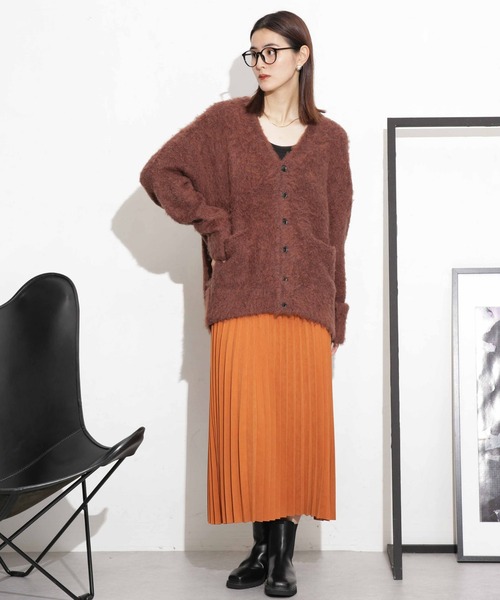 NANO universe（ナノユニバース）の「シャギーニットカーディガン（カーディガン/ボレロ・レディース・ブラウン/ネイビー/ベージュ・FREE）」の8枚目の写真