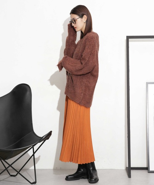 NANO universe（ナノユニバース）の「シャギーニットカーディガン（カーディガン/ボレロ・レディース・ブラウン/ネイビー/ベージュ・FREE）」の9枚目の写真