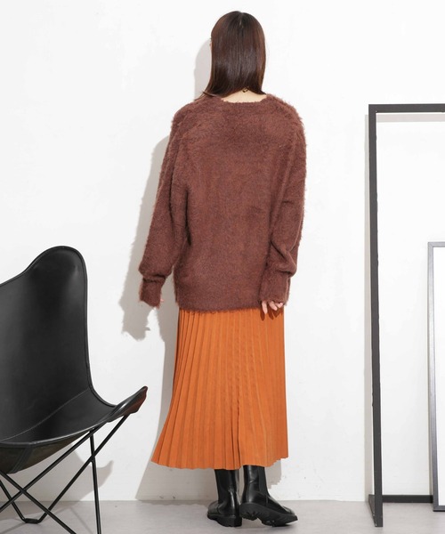 NANO universe（ナノユニバース）の「シャギーニットカーディガン（カーディガン/ボレロ・レディース・ブラウン/ネイビー/ベージュ・FREE）」の10枚目の写真