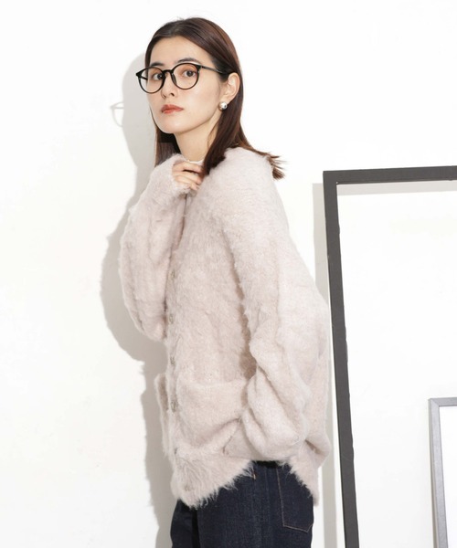 NANO universe（ナノユニバース）の「シャギーニットカーディガン（カーディガン/ボレロ・レディース・ブラウン/ネイビー/ベージュ・FREE）」の12枚目の写真