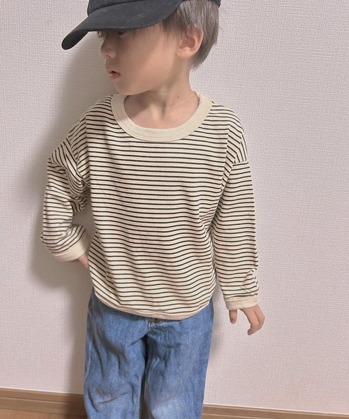 CERCA（チェルカ）の「lulunoix/ボーダートレーナー N15148（スウェット・キッズ・ホワイト/ダークグレー・90cm/110cm/100cm/120cm/80ｃｍ）」の7枚目の写真