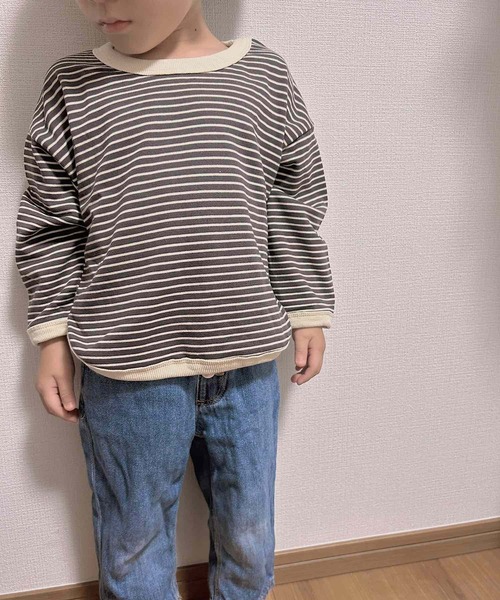 CERCA（チェルカ）の「lulunoix/ボーダートレーナー N15148（スウェット・キッズ・ホワイト/ダークグレー・90cm/110cm/100cm/120cm/80ｃｍ）」の4枚目の写真