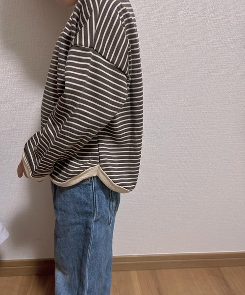 CERCA（チェルカ）の「lulunoix/ボーダートレーナー N15148（スウェット・キッズ・ホワイト/ダークグレー・90cm/110cm/100cm/120cm/80ｃｍ）」の3枚目の写真