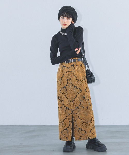 PAGEBOY(ページボーイ)の「ジャガードナロースカート(スカート・レディース・ブルー系その他/マスタード/レッド系その他・FREE)」の5枚目の写真