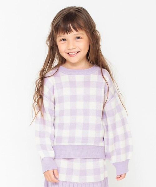 BRANSHES（ブランシェス）の「【プチレディ】ジャガードニットトップス（ニット/セーター・キッズ・ラベンダー/ブラック・S/M/XL/L）」の6枚目の写真