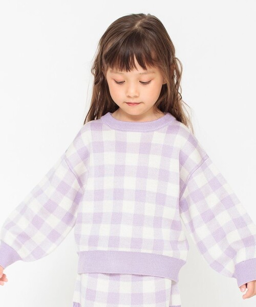 BRANSHES（ブランシェス）の「【プチレディ】ジャガードニットトップス（ニット/セーター・キッズ・ラベンダー/ブラック・S/M/XL/L）」の11枚目の写真