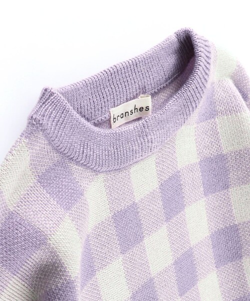 BRANSHES（ブランシェス）の「【プチレディ】ジャガードニットトップス（ニット/セーター・キッズ・ラベンダー/ブラック・S/M/XL/L）」の12枚目の写真