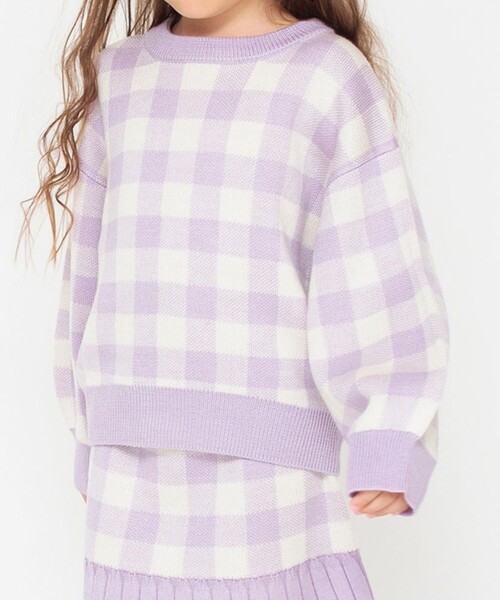 BRANSHES（ブランシェス）の「【プチレディ】ジャガードニットトップス（ニット/セーター・キッズ・ラベンダー/ブラック・S/M/XL/L）」の13枚目の写真