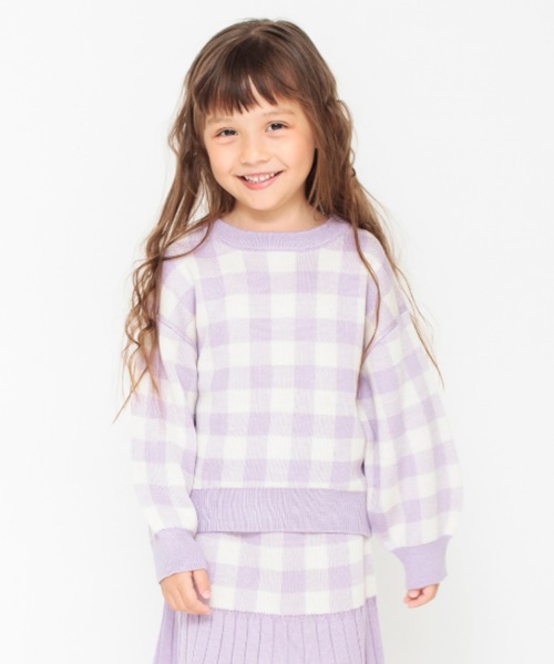 BRANSHES（ブランシェス）の「【プチレディ】ジャガードニットトップス（ニット/セーター・キッズ・ラベンダー/ブラック・S/M/XL/L）」の2枚目の写真