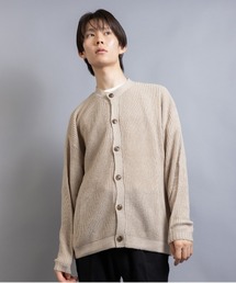 片畦編み クルーネックニットカーデ