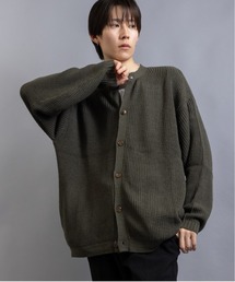 片畦編み クルーネックニットカーデ