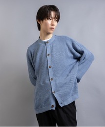 片畦編み クルーネックニットカーデ