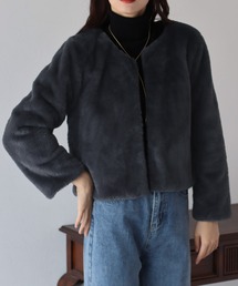 ノーカラーファーブルゾン