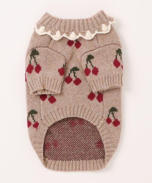 moncheri（モンシェリ）の「フリル襟チェリーニットトップス / 犬服 / ドッグウェア（ペットウェア・レディース・ベージュ/アイボリー・L/M/S/XL/XS/2M）」の10枚目の写真