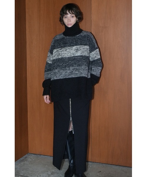 CLANE GRADATION BORDER WIDE KNIT TOPS ファッション