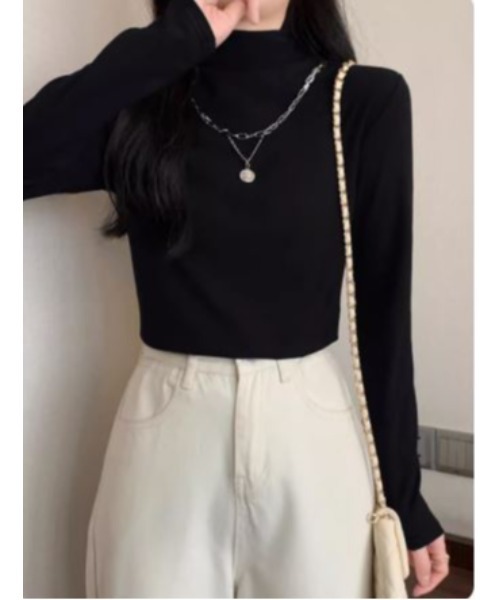 ROOPTOKYO（ループトウキョウ）の「ハイネックカットソー（Tシャツ/カットソー・レディース・イエロー/レッド/ブラウン/ベージュ/ブラック/ホワイト/アイボリー/グレー系その他/アッシュブラウン/ライトブラウン・FREE）」の2枚目の写真