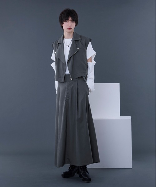 【関税込み】LE17SEPTEMBRE グレー ベルト マキシスカート ベストストア Beststore ロングスカート ウエストゴム入り