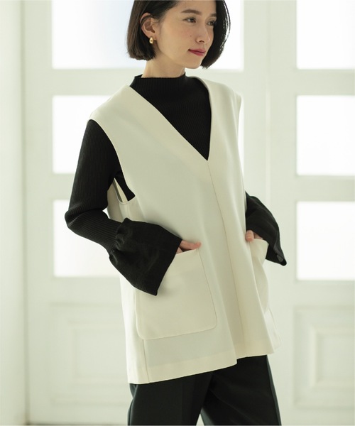 OPAQUE.CLIP（オペークドットクリップ）の「◆≪ヒルナンデス！で紹介≫ Vネックベスト（ベスト・レディース・ベージュ/オフホワイト/ブラック・36/38/40/42）」の5枚目の写真