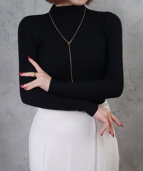 blackdia ocean(ブラックダイヤオーシャン)の「blackdia ocean ボトルネックリブニット トップス(ニット/セーター・レディース・ホワイト/クリーム/ベージュ/グレー/ブラック/ライトブラウン/ライトグレー系/ピンク/モカ・FREE)」の3枚目の写真