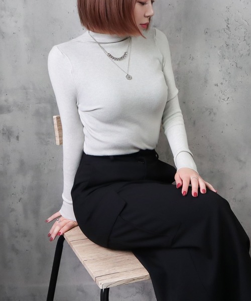 blackdia ocean(ブラックダイヤオーシャン)の「blackdia ocean ボトルネックリブニット トップス(ニット/セーター・レディース・ホワイト/クリーム/ベージュ/グレー/ブラック/ライトブラウン/ライトグレー系/ピンク/モカ・FREE)」の18枚目の写真