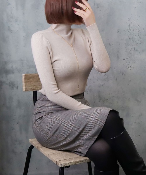 blackdia ocean(ブラックダイヤオーシャン)の「blackdia ocean ボトルネックリブニット トップス(ニット/セーター・レディース・ホワイト/クリーム/ベージュ/グレー/ブラック/ライトブラウン/ライトグレー系/ピンク/モカ・FREE)」の22枚目の写真