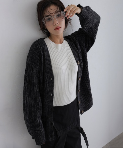 ElegChic(エレグシック)の「モヘアライクカーディガン(カーディガン/ボレロ・レディース・ブラウン/ブラック/ライトグレー・M)」の6枚目の写真