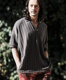 mhs2122- Cable Jacquard Knit sew Polo Shirts ポロシャツ