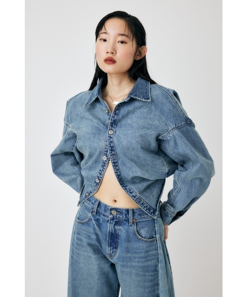 MOUSSY（マウジー）の「REMAKE DENIM SHIRT ジャケット（デニムジャケット・レディース・ブラック/ライトブルー・FREE）」の7枚目の写真