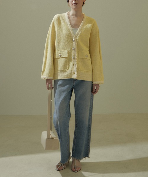 ツイードVネックメタルボタンジャケット/カーディガン【洗える】（カーディガン/ボレロ）｜SALON adam et rope'（サロン アダム エ ロペ）