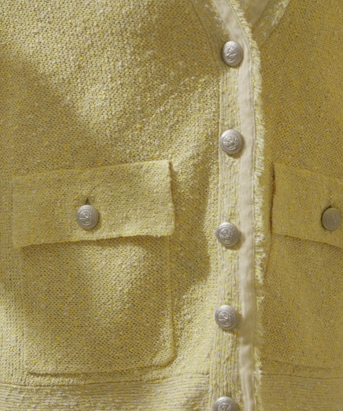 ツイードVネックメタルボタンジャケット/カーディガン【洗える】（カーディガン/ボレロ）｜SALON adam et rope'（サロン アダム エ ロペ）