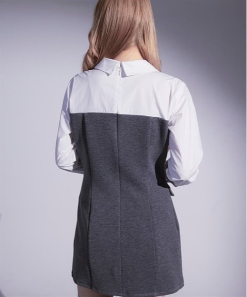 FickleBebe(フィクルベベ)の「ビッグカラースウィッチワンピース(ワンピース・レディース・グレー/ピンク/ブラック・1/0)」の13枚目の写真
