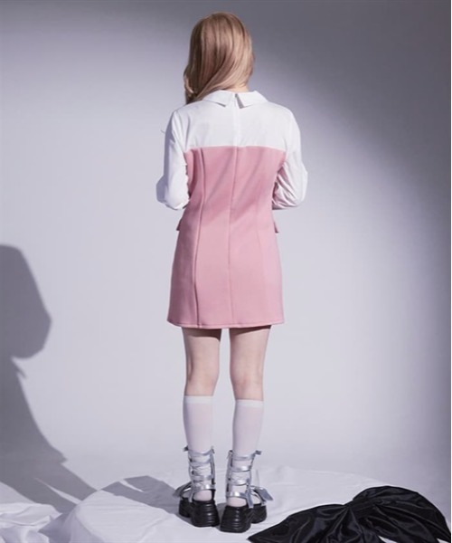 FickleBebe(フィクルベベ)の「ビッグカラースウィッチワンピース(ワンピース・レディース・グレー/ピンク/ブラック・1/0)」の17枚目の写真