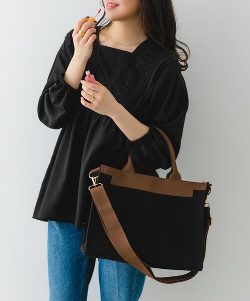 RODE SKO（ロデスコ）の「バイカラーニットトートバッグ（トートバッグ・レディース・ブラック/ベージュ・ONE）」の2枚目の写真