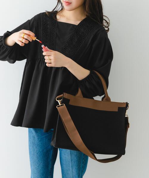 RODE SKO（ロデスコ）の「バイカラーニットトートバッグ（トートバッグ・レディース・ブラック/ベージュ・ONE）」の3枚目の写真