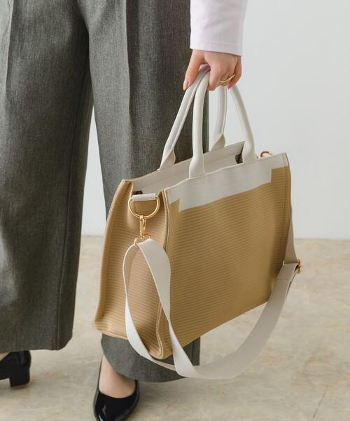 RODE SKO（ロデスコ）の「バイカラーニットトートバッグ（トートバッグ・レディース・ブラック/ベージュ・ONE）」の10枚目の写真