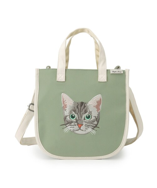 ITS'DEMO(イッツデモ)の「◆猫 刺繍ミニショルダー(ショルダーバッグ・レディース・アイボリー/グレー/モスグリーン・00)」の4枚目の写真
