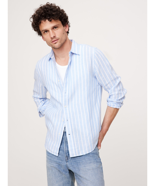 Banana Republic（バナナリパブリック）の「カステロ リネンシャツ（シャツ/ブラウス・メンズ・ナチュラル/ネイビー/ホワイト/レッド/ブラック/ブラウン/その他/マルチ/アクア/ピンク/ライトブルー/ブルー/ブラウン系その他/ホワイト×ブルー/ブルー系その他/イエロー/ピンク系その他/ベージュ/レッド系その他・M/XL/L/S）」の3枚目の写真