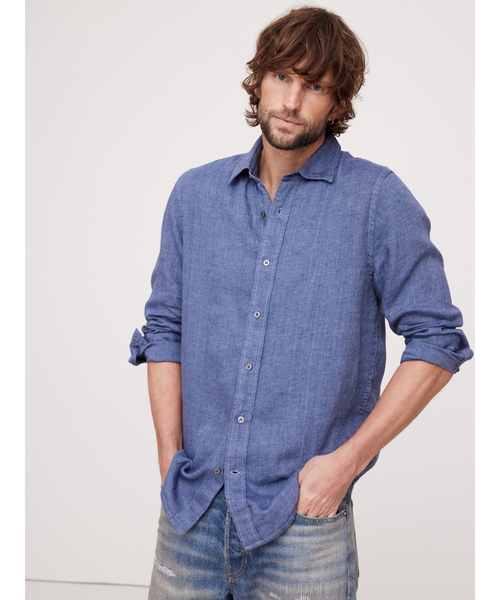 Banana Republic（バナナリパブリック）の「カステロ リネンシャツ（シャツ/ブラウス・メンズ・ナチュラル/ネイビー/ホワイト/レッド/ブラック/ブラウン/その他/マルチ/アクア/ピンク/ライトブルー/ブルー/ブラウン系その他/ホワイト×ブルー/ブルー系その他/イエロー/ピンク系その他/ベージュ/レッド系その他・M/XL/L/S）」の11枚目の写真
