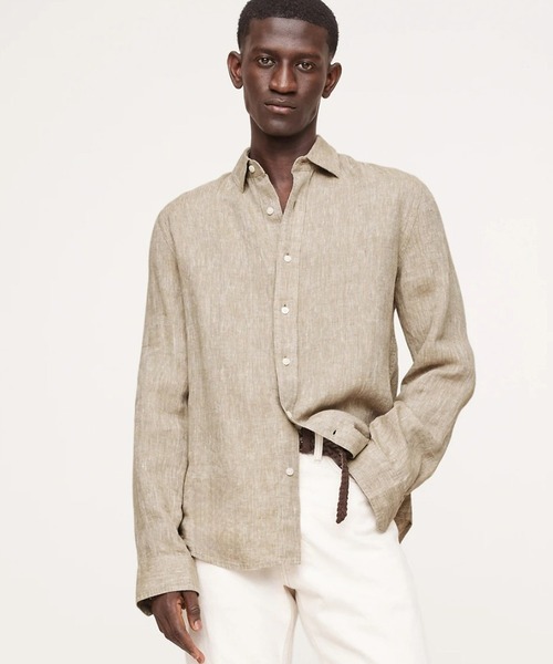 Banana Republic（バナナリパブリック）の「カステロ リネンシャツ（シャツ/ブラウス・メンズ・ナチュラル/ネイビー/ホワイト/レッド/ブラック/ブラウン/その他/マルチ/アクア/ピンク/ライトブルー/ブルー/ブラウン系その他/ホワイト×ブルー/ブルー系その他/イエロー/ピンク系その他/ベージュ/レッド系その他・M/XL/L/S）」の7枚目の写真