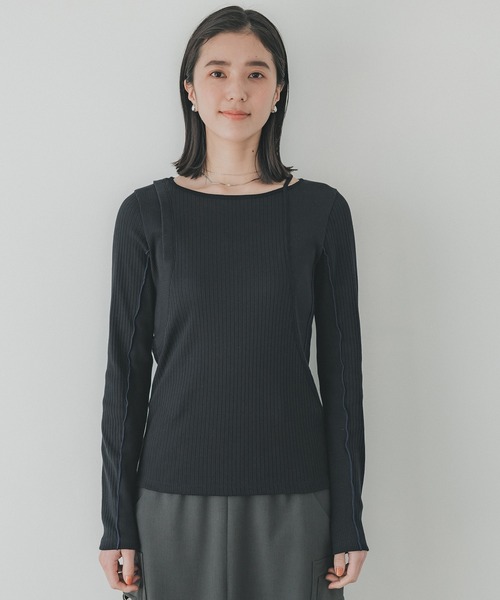 PUBLIC TOKYO(パブリックトウキョウ)の「【完売間近】スイッチリブトップス(Tシャツ/カットソー・レディース・ブラック/アイボリー/イエロー/その他2・FREE)」の6枚目の写真