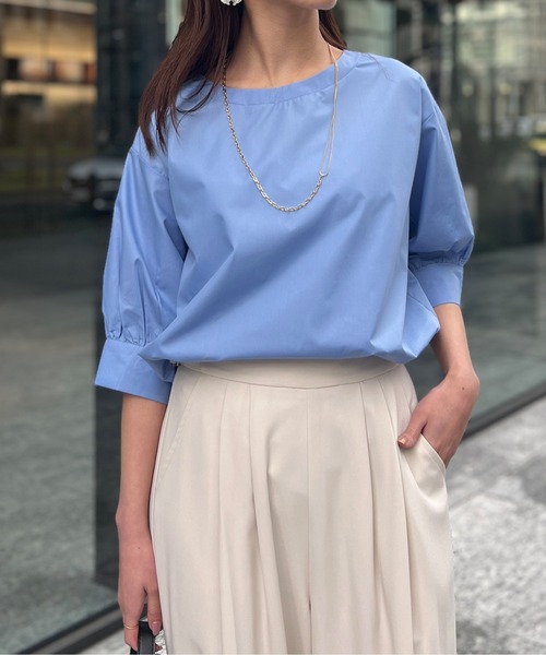 Chez toi（シェトワ）の「袖ボリュームブラウス（シャツ/ブラウス・レディース・サックスブルー/ブラック/アイボリー/オフホワイト・FREE）」の4枚目の写真