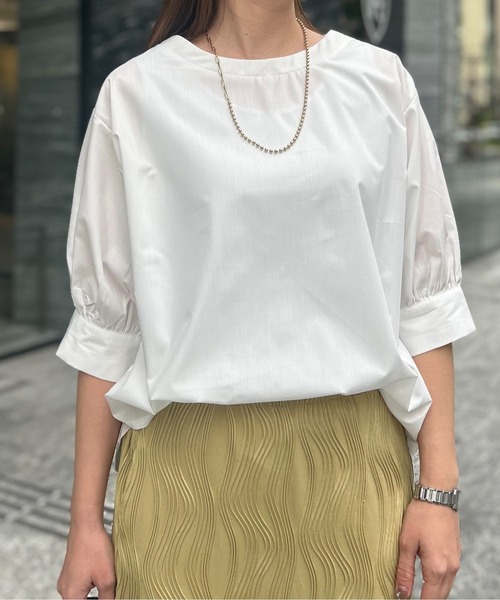 Chez toi（シェトワ）の「袖ボリュームブラウス（シャツ/ブラウス・レディース・サックスブルー/ブラック/アイボリー/オフホワイト・FREE）」の6枚目の写真