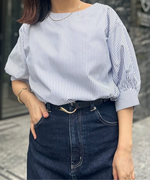 Chez toi（シェトワ）の「袖ボリュームブラウス（シャツ/ブラウス・レディース・サックスブルー/ブラック/アイボリー/オフホワイト・FREE）」の12枚目の写真