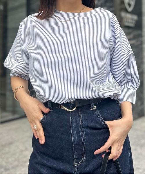 Chez toi（シェトワ）の「袖ボリュームブラウス（シャツ/ブラウス・レディース・サックスブルー/ブラック/アイボリー/オフホワイト・FREE）」の13枚目の写真