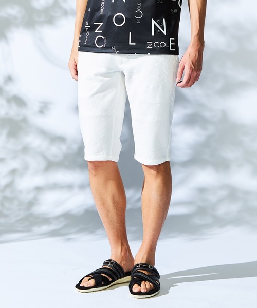 HIDEAWAYS NICOLE（ハイダウェイニコル）の「アラカルトエンボスハーフパンツ（その他パンツ・メンズ・ホワイト系/ブラック/オフホワイト/ブラック系・SMALL/MEDIUM/LARGE/X-LARGE）」の3枚目の写真