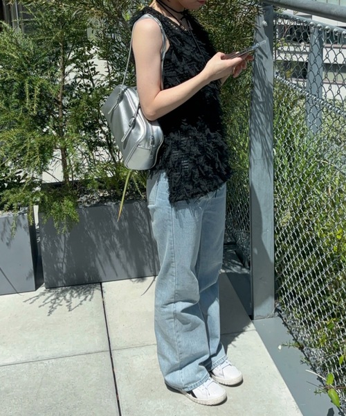 Birthday room（バースデイルーム）の「チュールフリンジジャガードリボンベスト（ベスト・レディース・ブラック/ホワイト・FREE）」の7枚目の写真