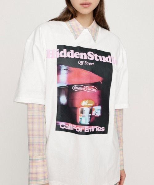 SLY（スライ）の「PUFFER LOGO & PHOTO T/SH パッファー ロゴ アンド フォト ティーシャツ（Tシャツ/カットソー・レディース・イエロー/ホワイト/ライトブラック/スモークピンク・FREE）」の2枚目の写真