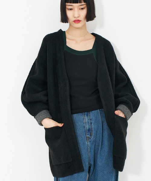 NOMINE（ノミネ）の「袖ボリュームニットコート（その他アウター・レディース・マスタード/モカ/ブラウン/レッド/ブラック・フリー）」の2枚目の写真