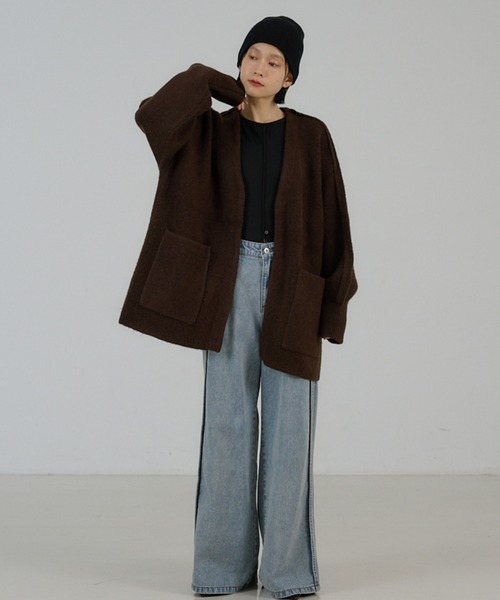 NOMINE(ノミネ)の「袖ボリュームニットコート(その他アウター・レディース・マスタード/モカ/ブラウン/レッド/ブラック・フリー)」の18枚目の写真
