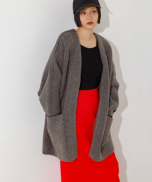 NOMINE（ノミネ）の「袖ボリュームニットコート（その他アウター・レディース・マスタード/モカ/ブラウン/レッド/ブラック・フリー）」の22枚目の写真